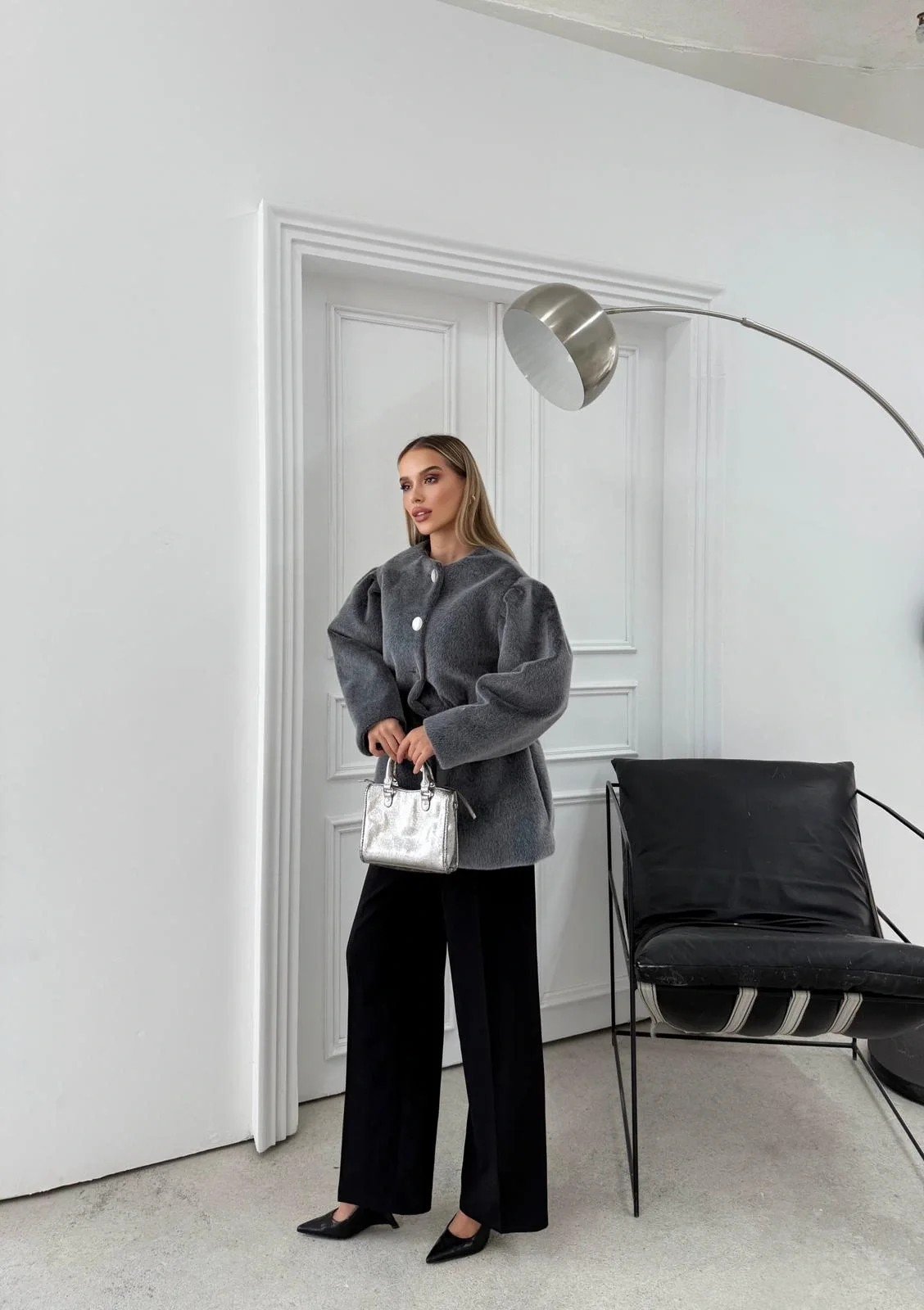 DÜĞME DETAY BEL LASTİKLİ TAY TÜYÜ KAŞE KABAN GRİ