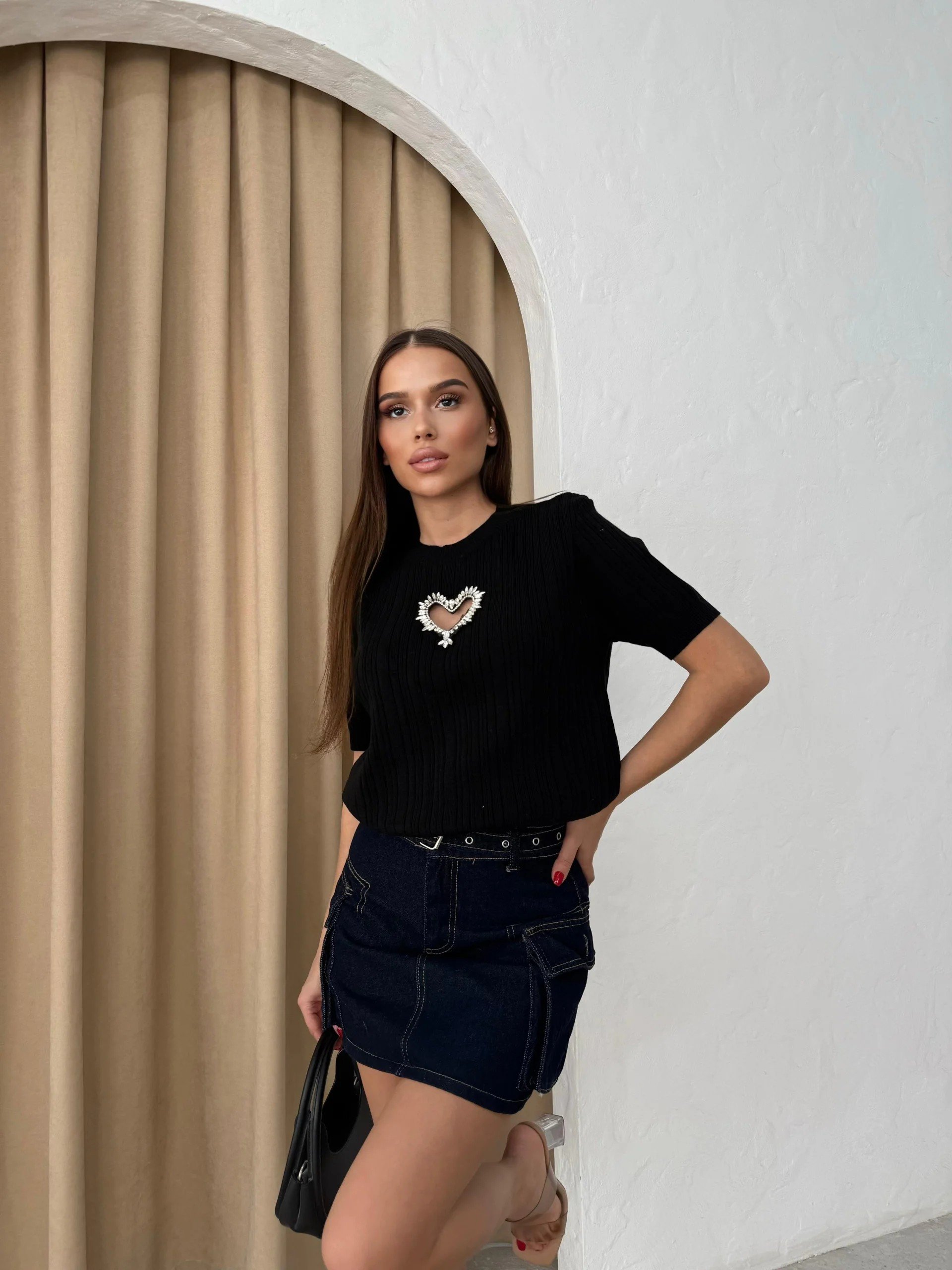 KARGO CEP DETAY KEMERLİ JEAN ETEK