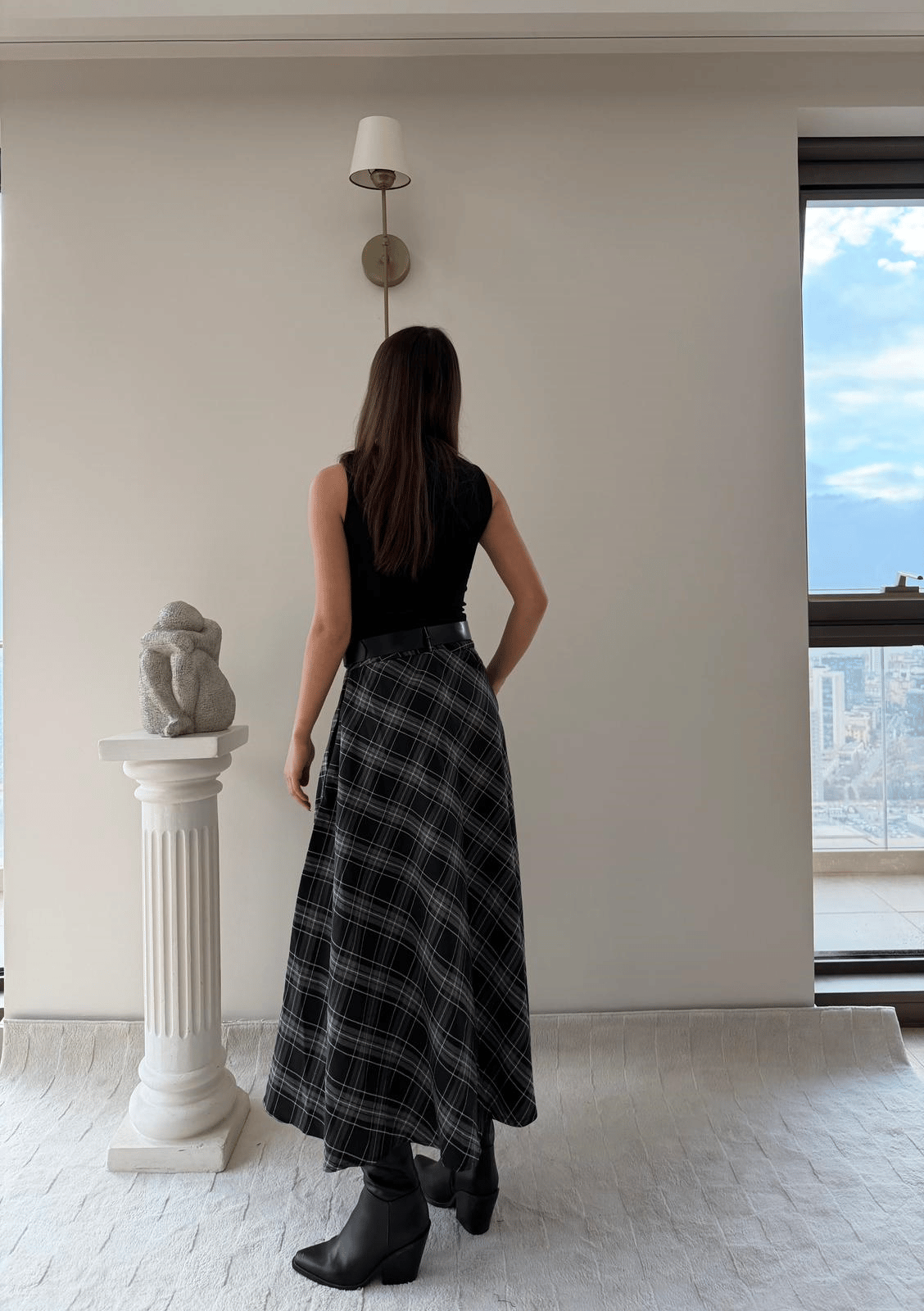 Kemer Detay Ekose Desen Etek Antrasit