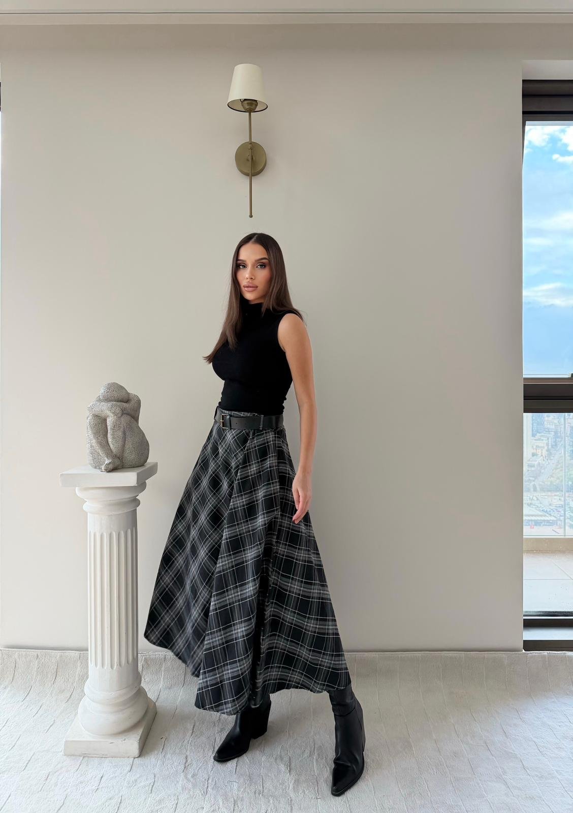 Kemer Detay Ekose Desen Etek Antrasit