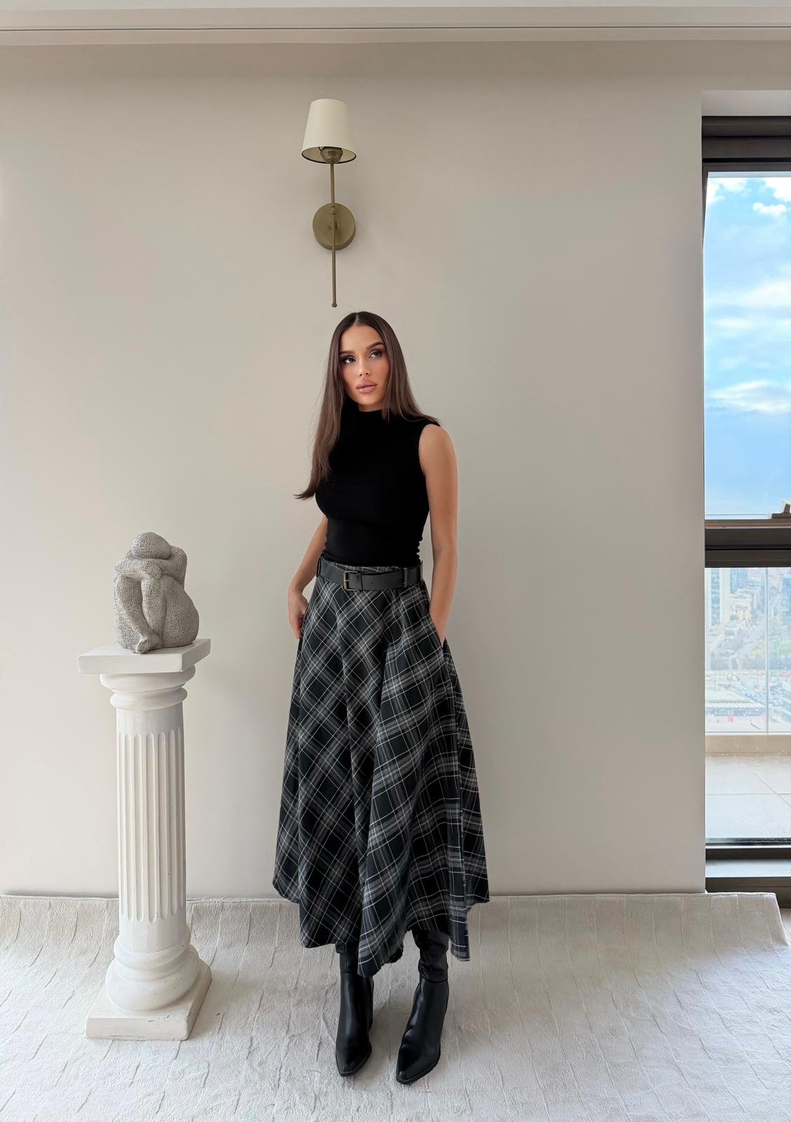 Kemer Detay Ekose Desen Etek Antrasit