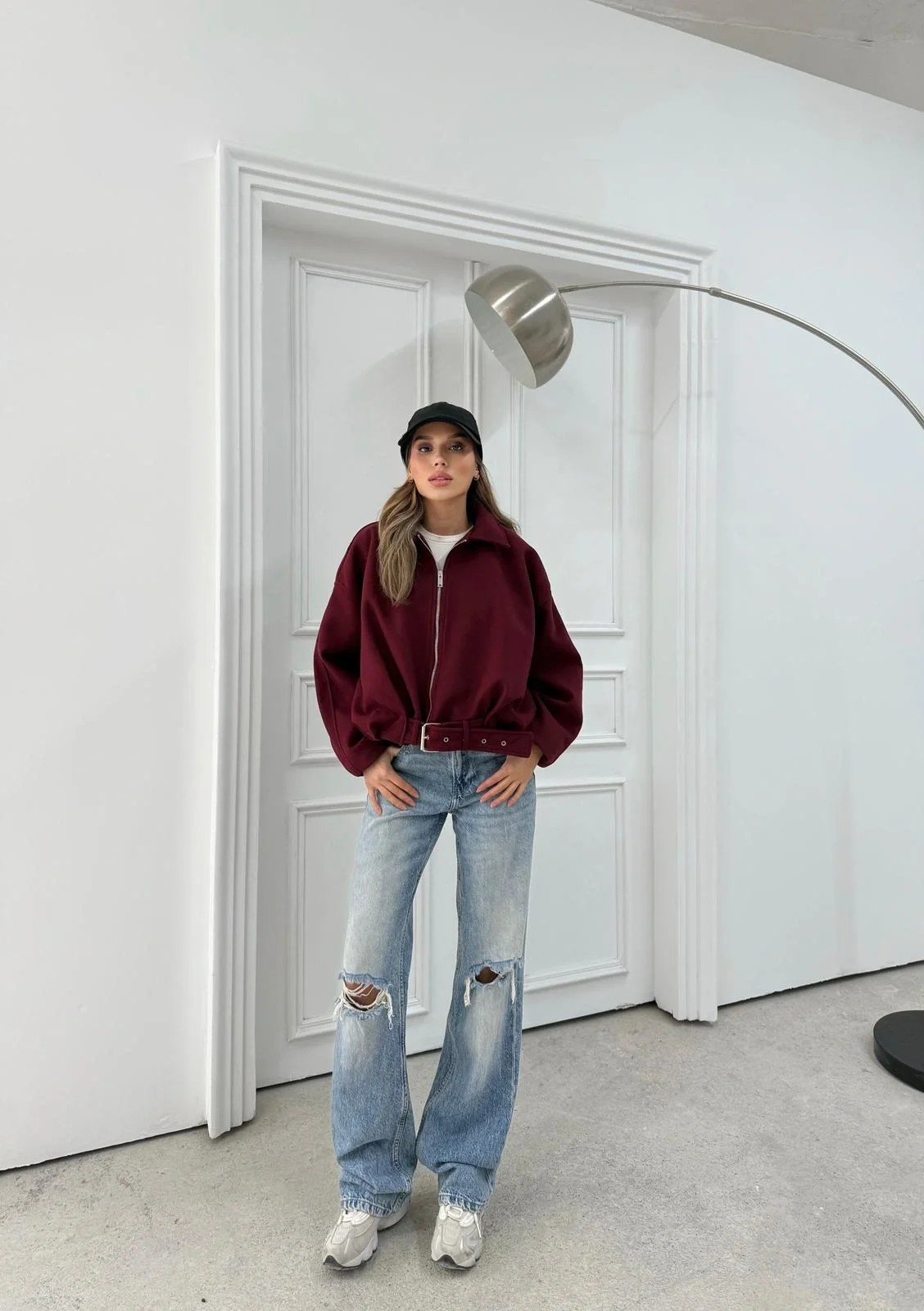 KEMER DETAY YAKALI İÇ ASTARLI KAŞE KABAN BORDO 2076