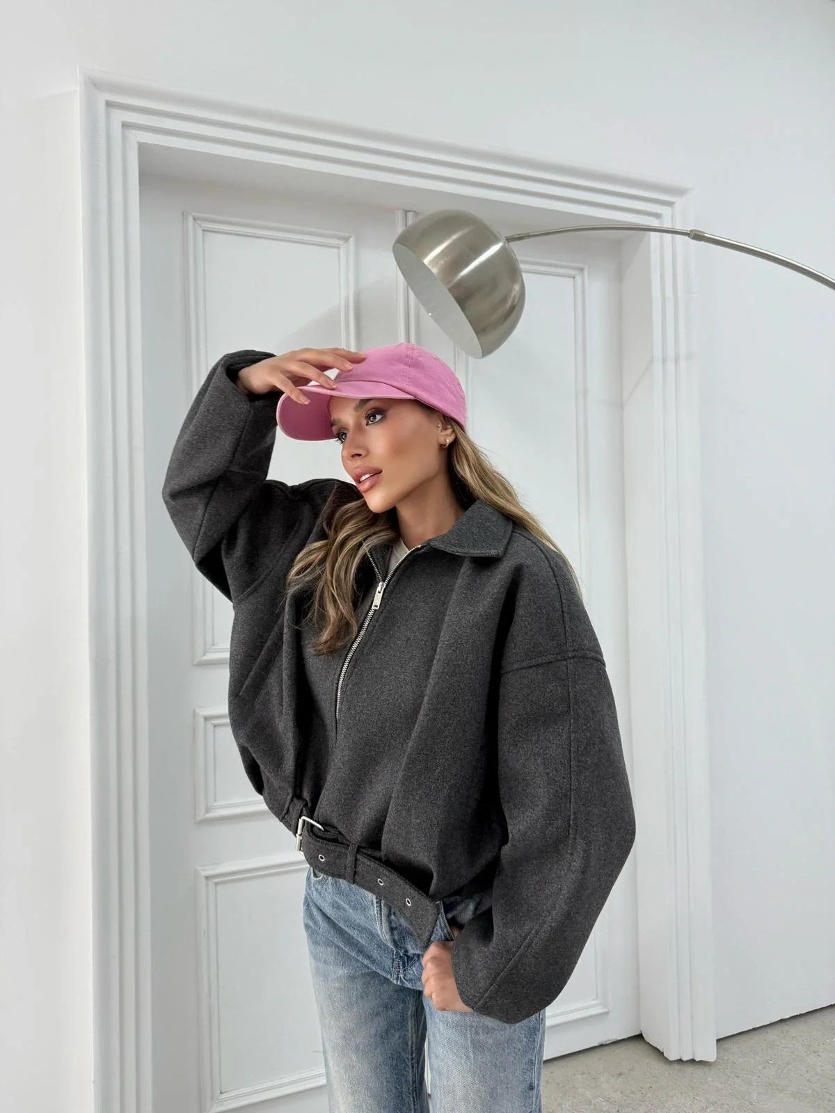 KEMER DETAY YAKALI İÇ ASTARLI KAŞE KABAN ANTRASİT 2076