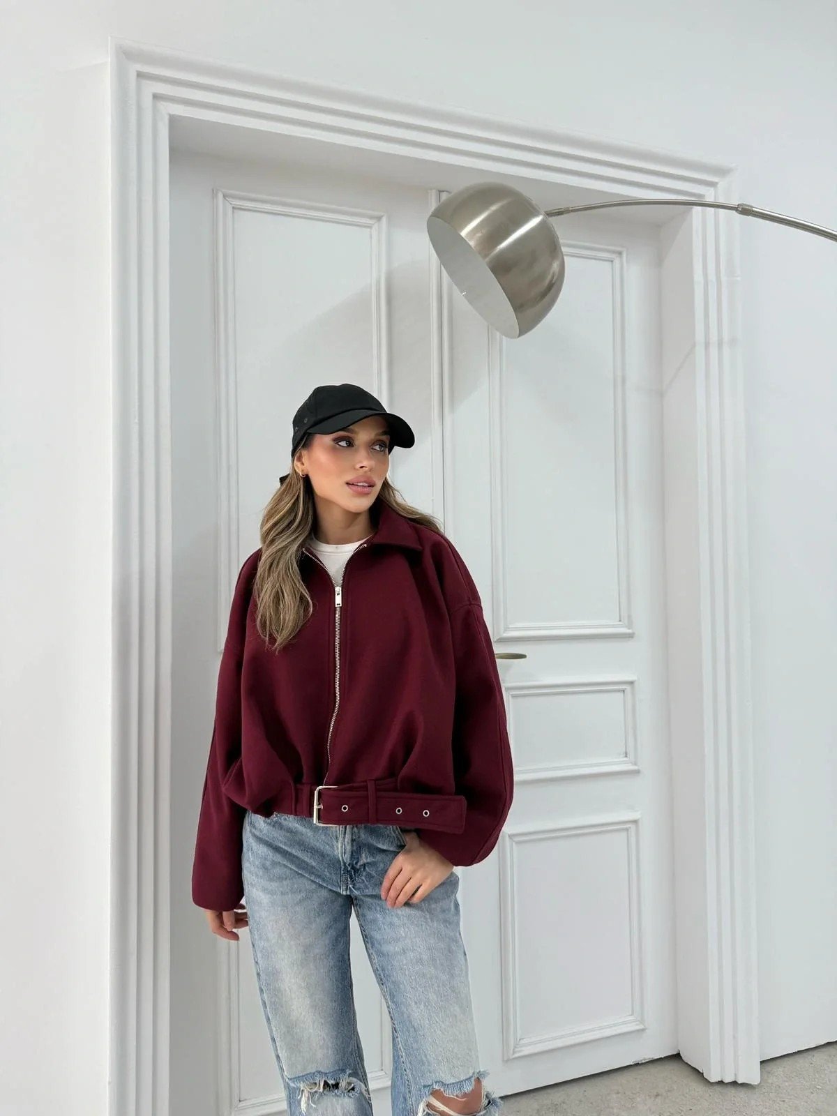 KEMER DETAY YAKALI İÇ ASTARLI KAŞE KABAN BORDO 2076