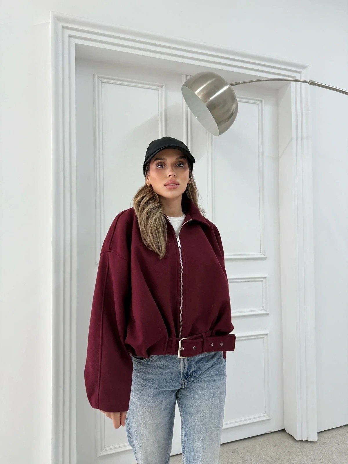 KEMER DETAY YAKALI İÇ ASTARLI KAŞE KABAN BORDO 2076