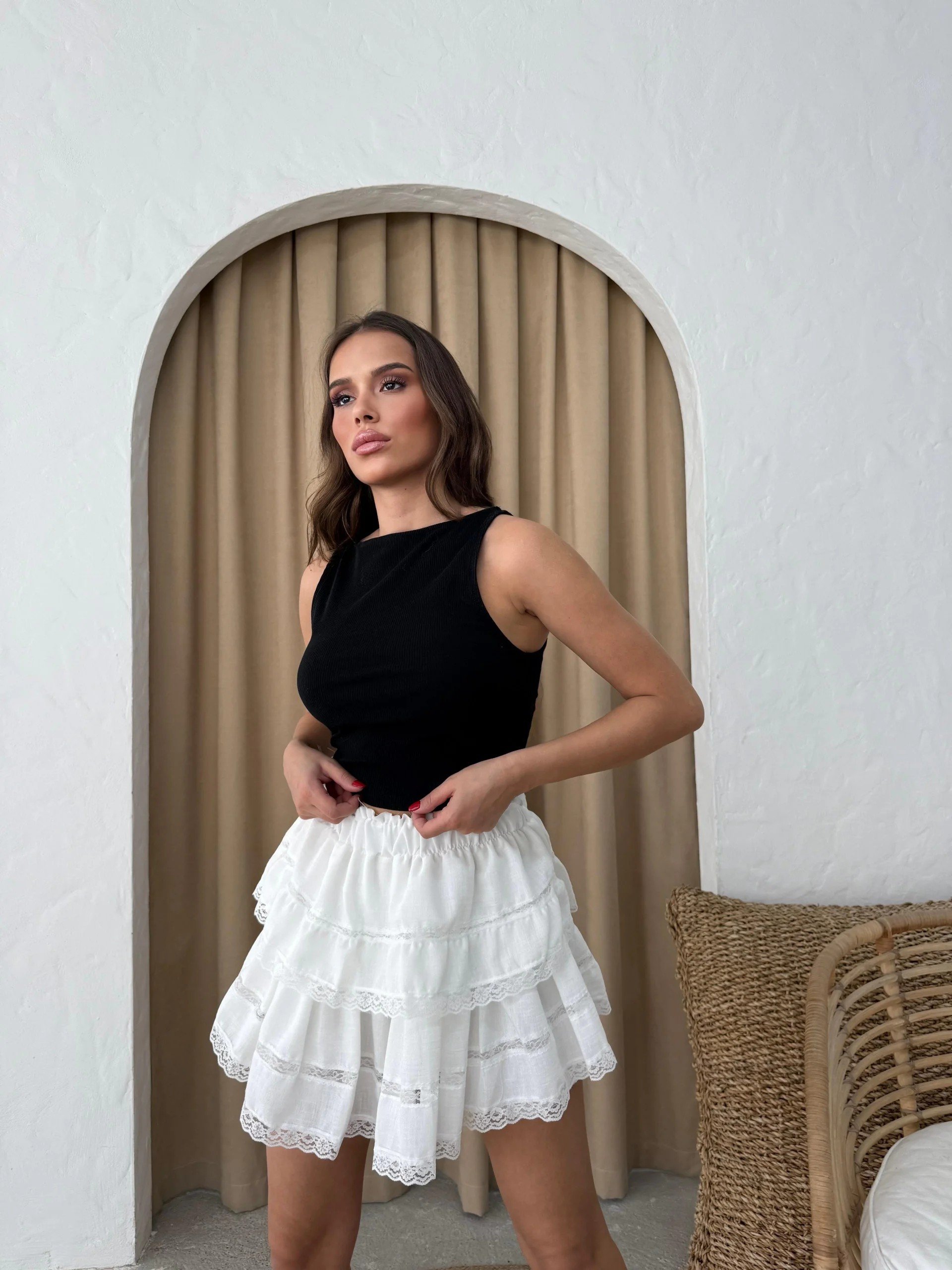 KETEN DANTEL DETAY ETEK BEYAZ