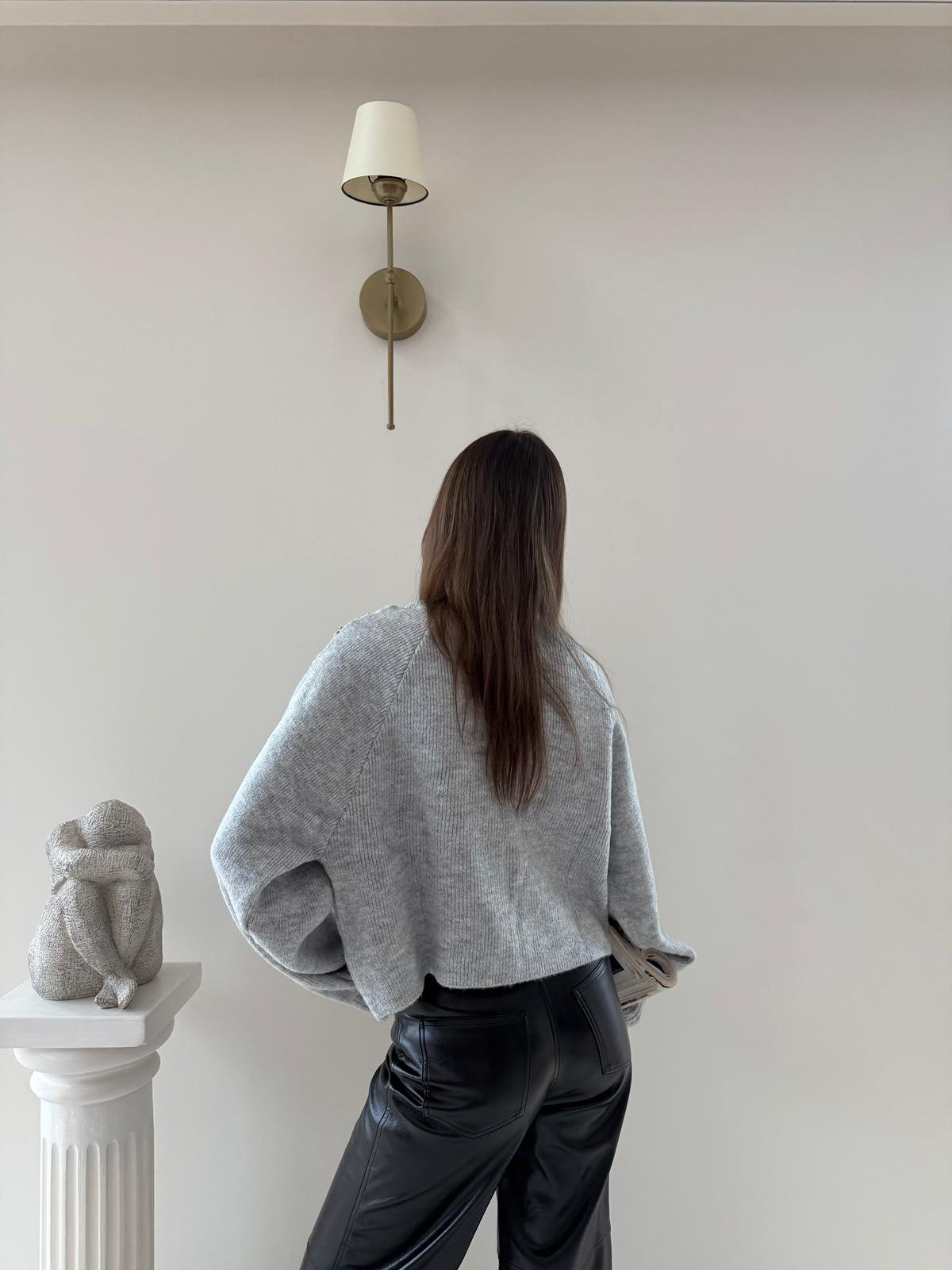 Kol Dekolte Aksesuar Detay Kazak Gri 2041