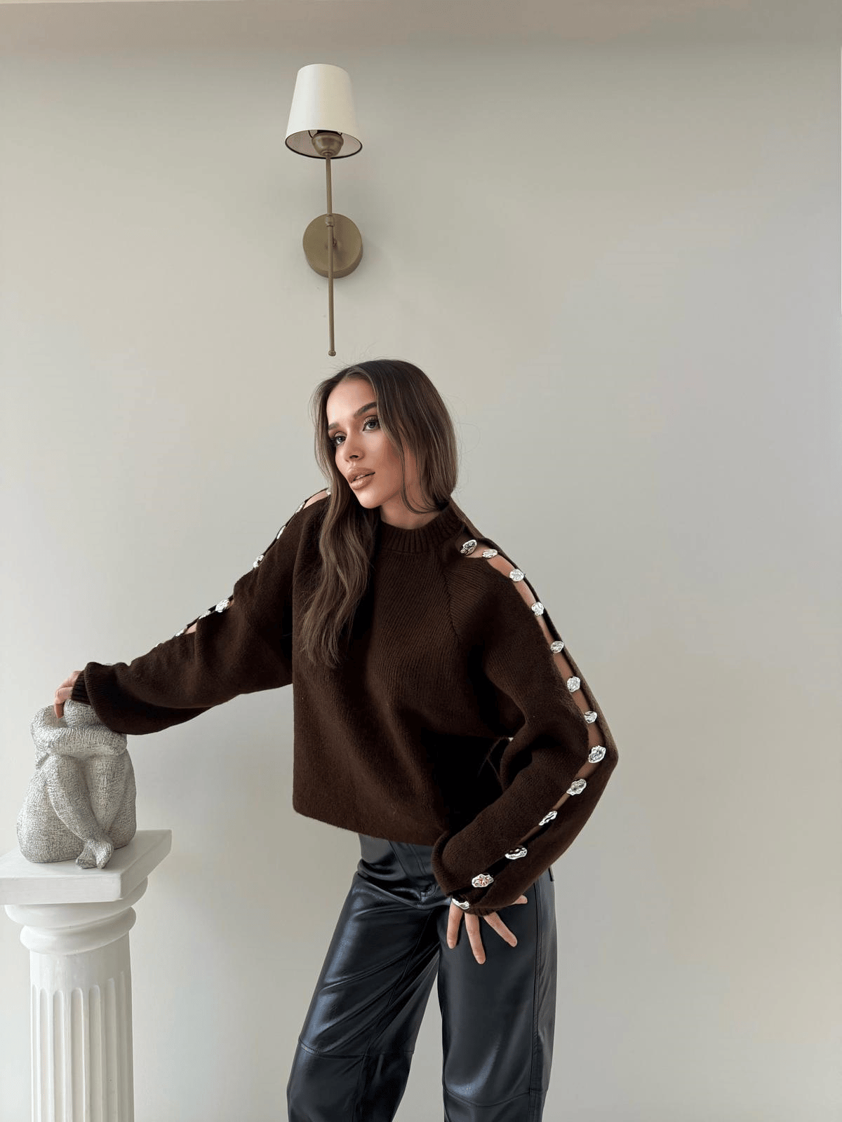 Kol Dekolte Aksesuar Detay Kazak Kahve 2041