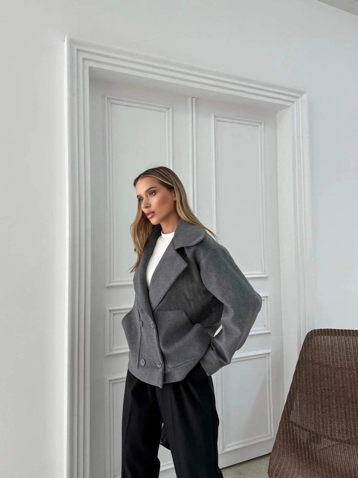 KRUVAZE YAKA İÇ ASTARLI KAŞE MONT ANTRASİT