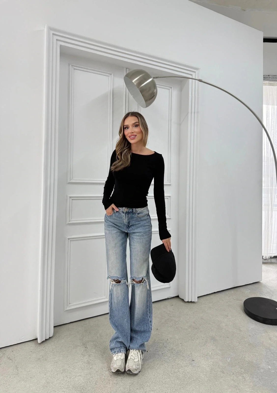 MODAL KAYIK YAKA BASİC BLUZ SİYAH