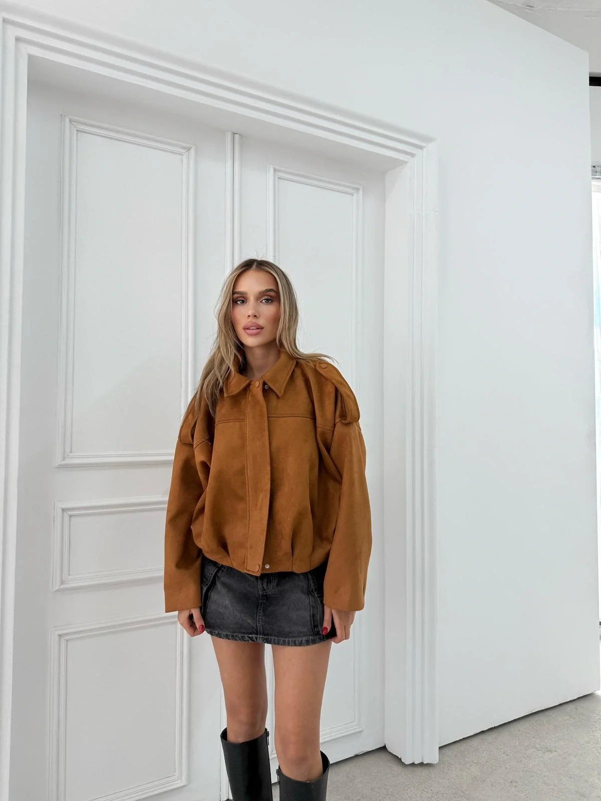 OMUZ APOLETLİ SÜET İÇ ASTARLI BOMBER CEKET TABA 3151