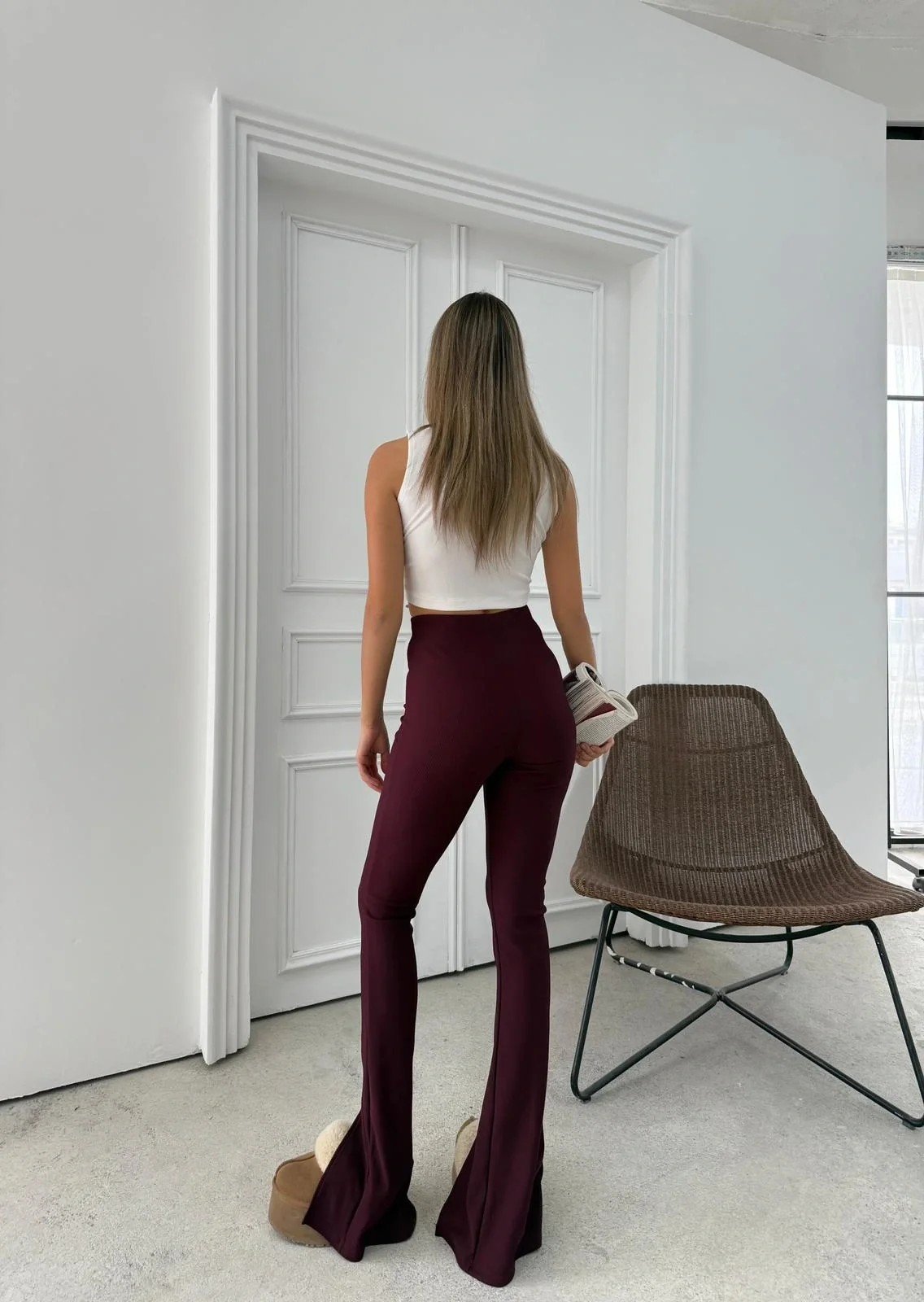 ÖN YIRTMAÇLI YÜKSEK BEL OTTOMAN PANTOLON MÜRDÜM