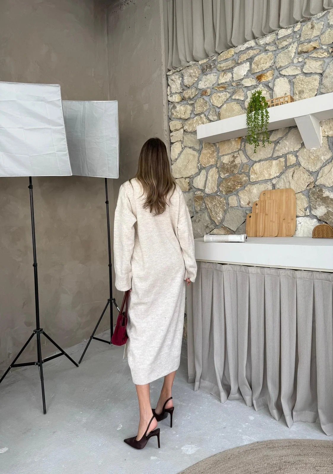 OVERSİZE UZUN TRİKO HIRKA EKRU