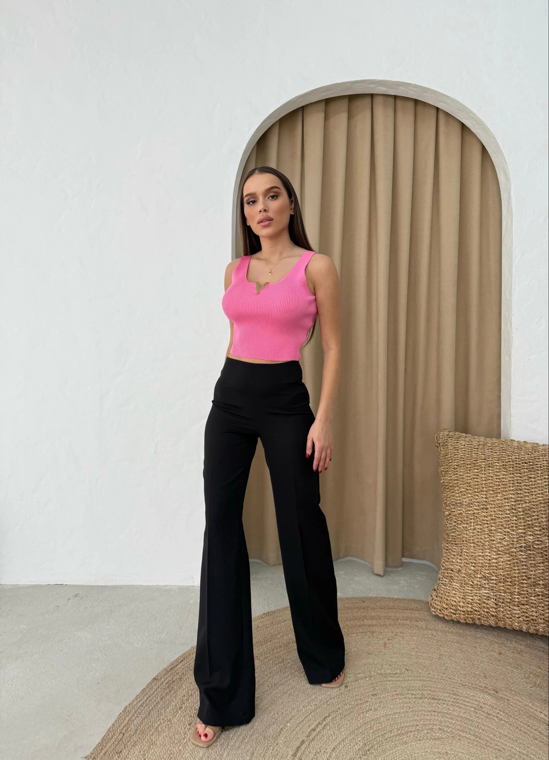 PALAZZO YÜKSEK BEL KUMAŞ PANTOLON SİYAH