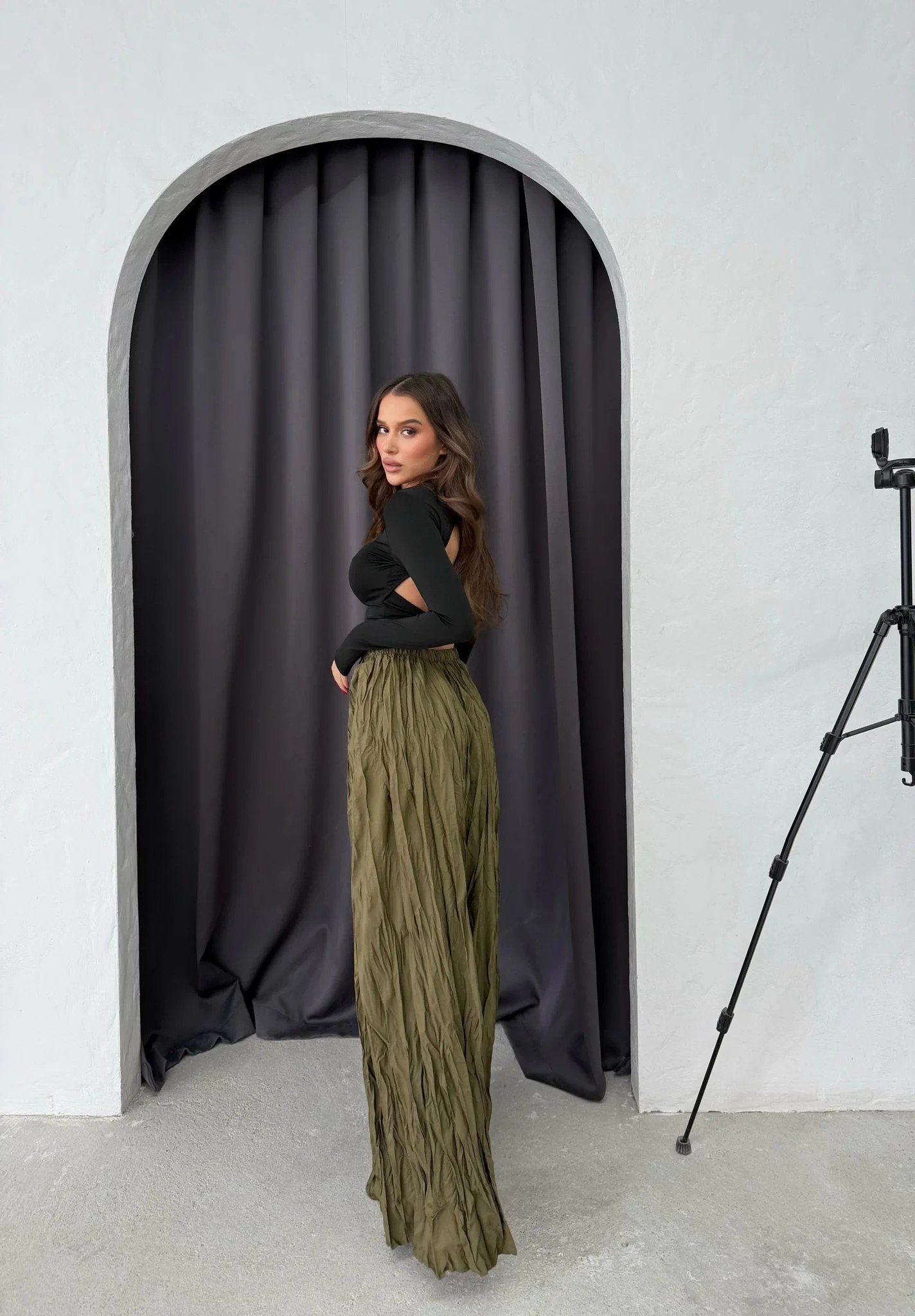 PİLİSELİ UZUN KRAŞ ETEK HAKİ