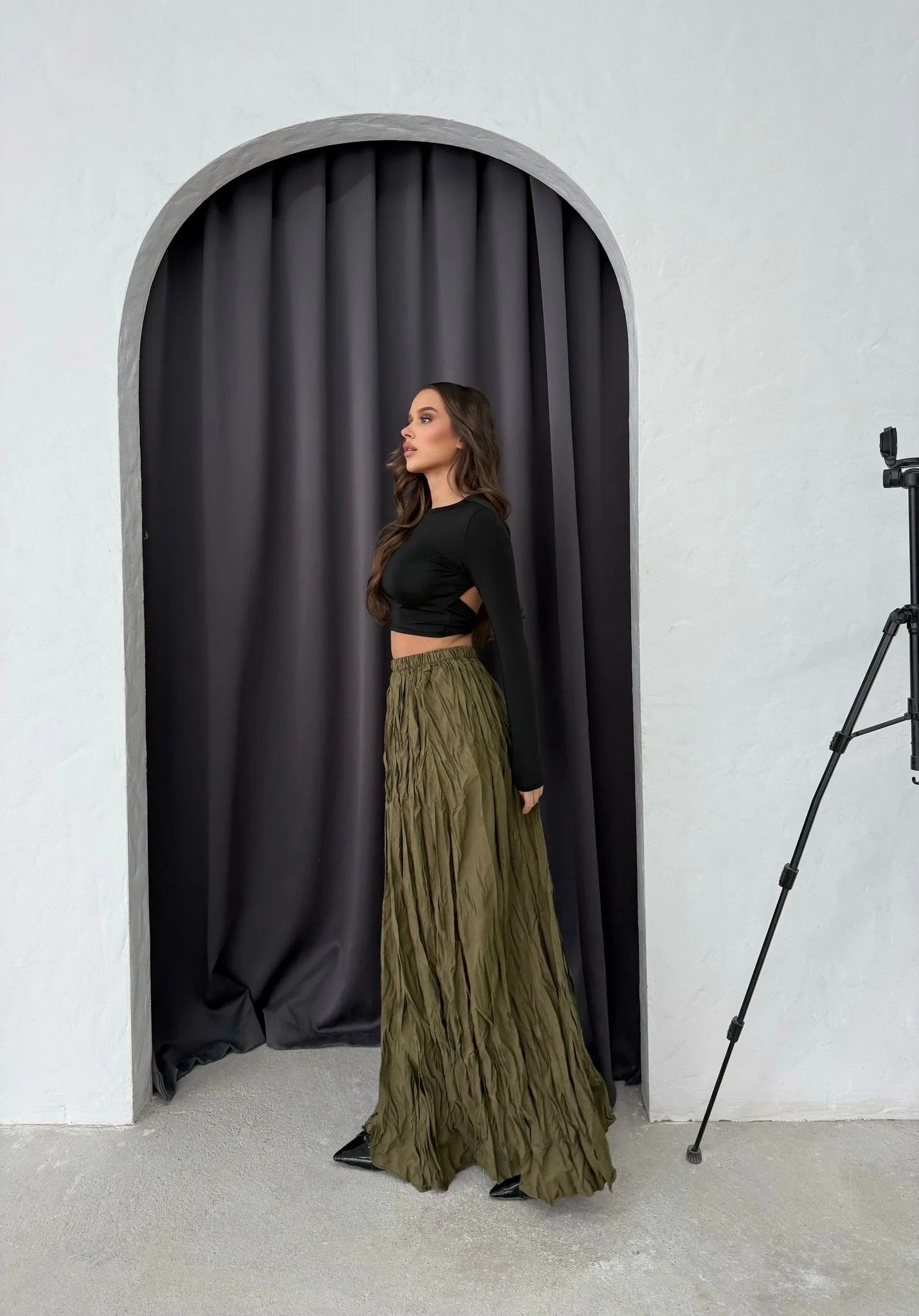 PİLİSELİ UZUN KRAŞ ETEK HAKİ