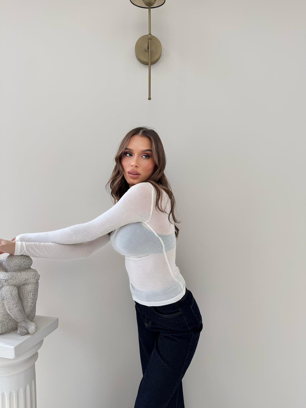 TRANSPARAN MODAL BASİC BLUZ BEYAZ