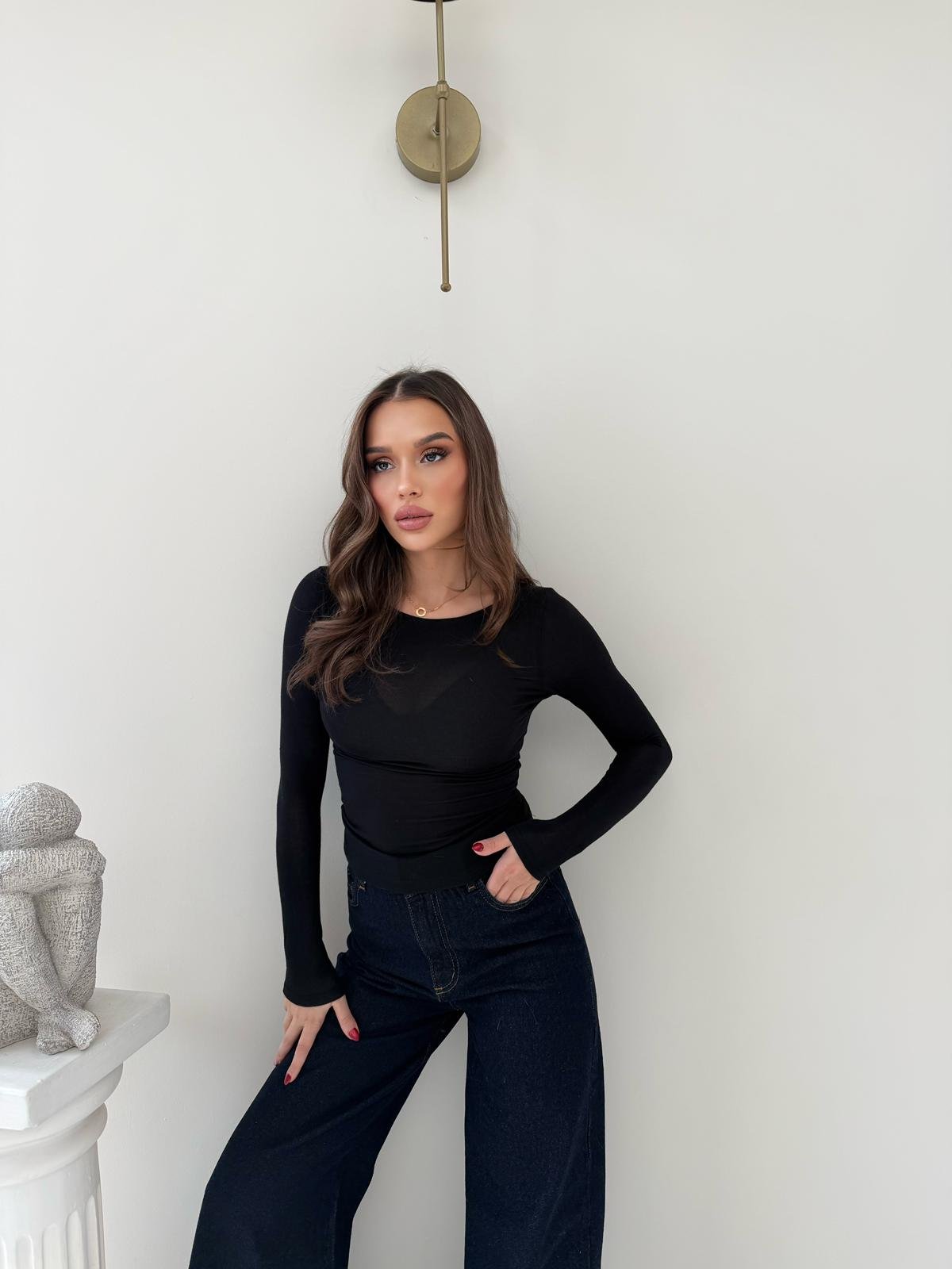 TRANSPARAN MODAL BASİC BLUZ SİYAH