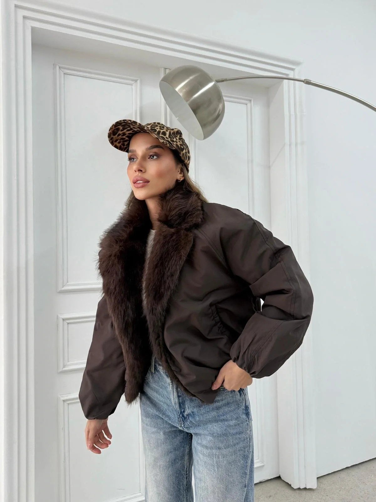 YAKA KÜRK DETAY İÇ ASTARLI ŞİŞME MONT KAHVE 1132