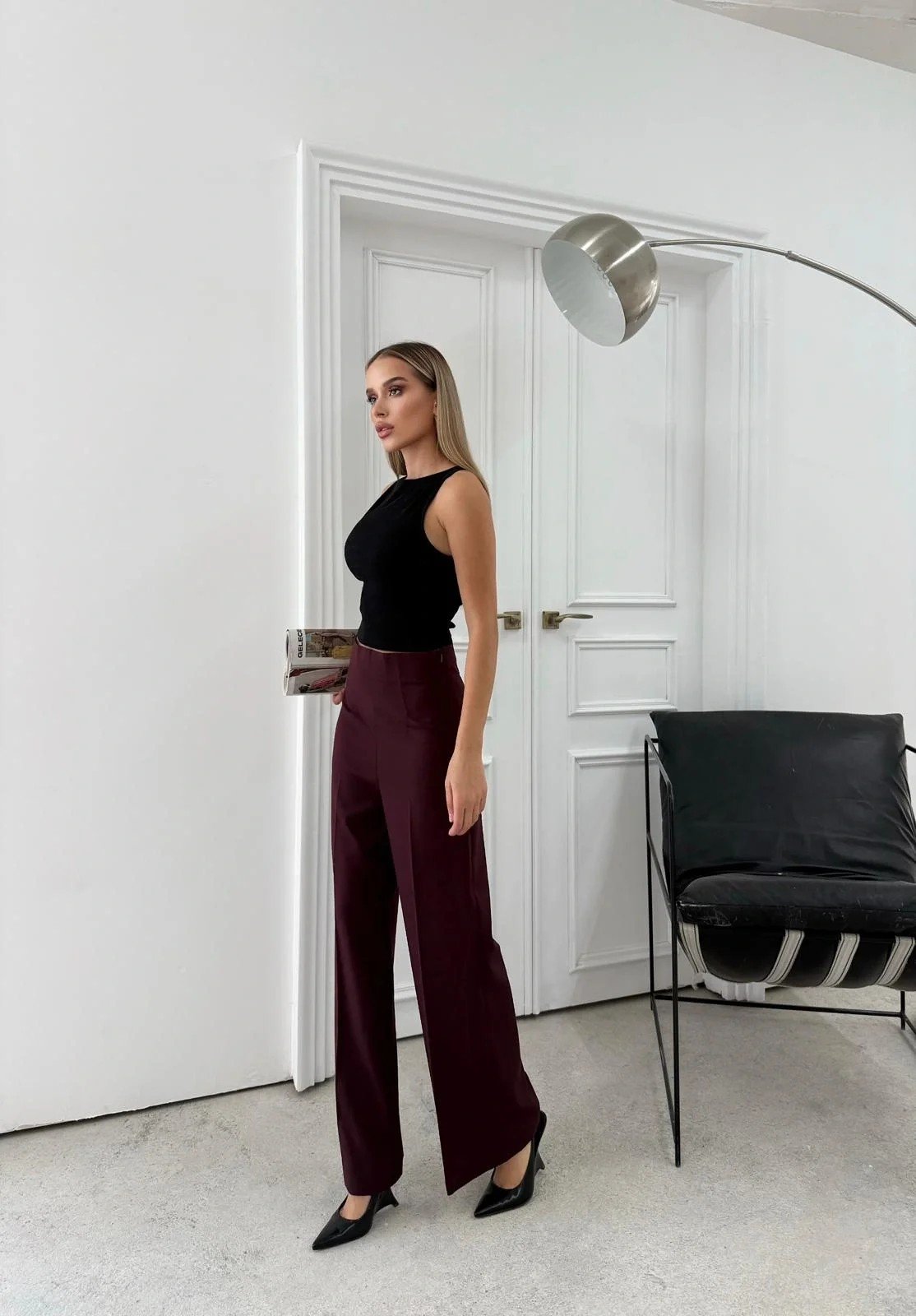 YÜKSEK BEL BİLEK BOY KUMAŞ PANTOLON MÜRDÜM