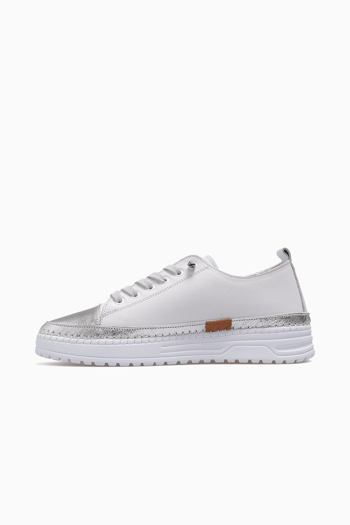 Kadın Deri Deri Sneaker Ayakkabı 26150001Y-BEYAZ/GÜMÜŞ
