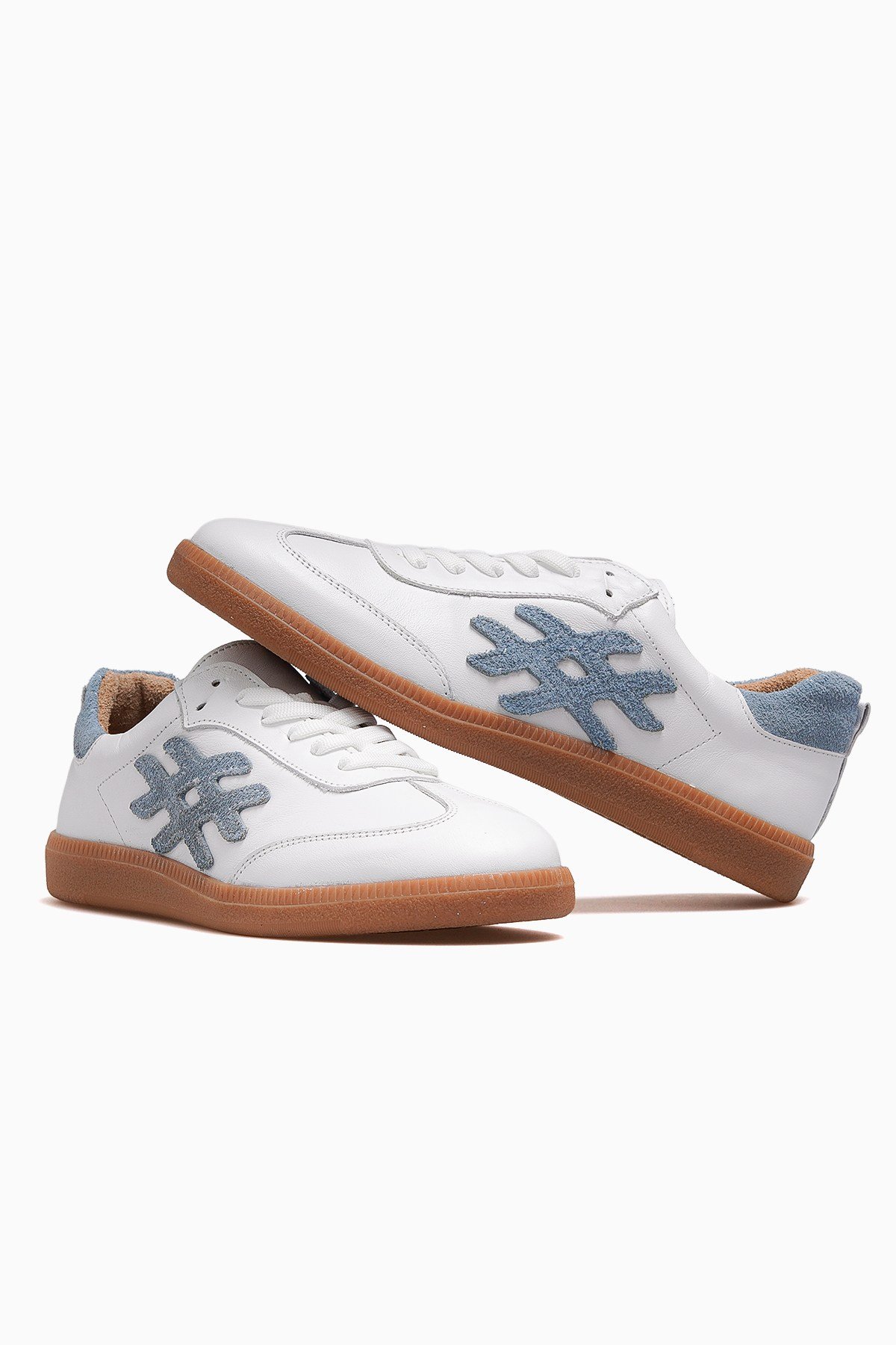 Kadın Deri Günlük Sneaker Ayakkabı 2609901Y-BEYAZ/MAVİ