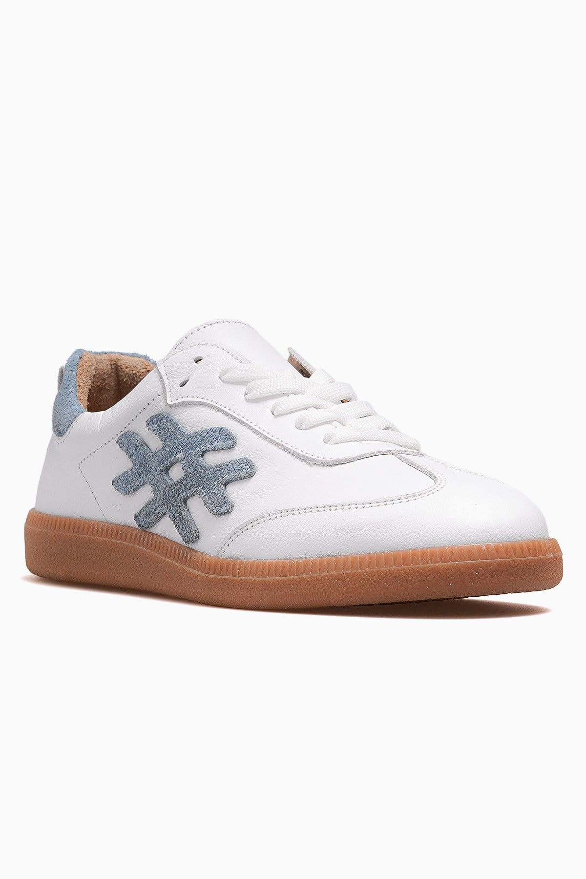Kadın Deri Günlük Sneaker Ayakkabı 2609901Y-BEYAZ/MAVİ
