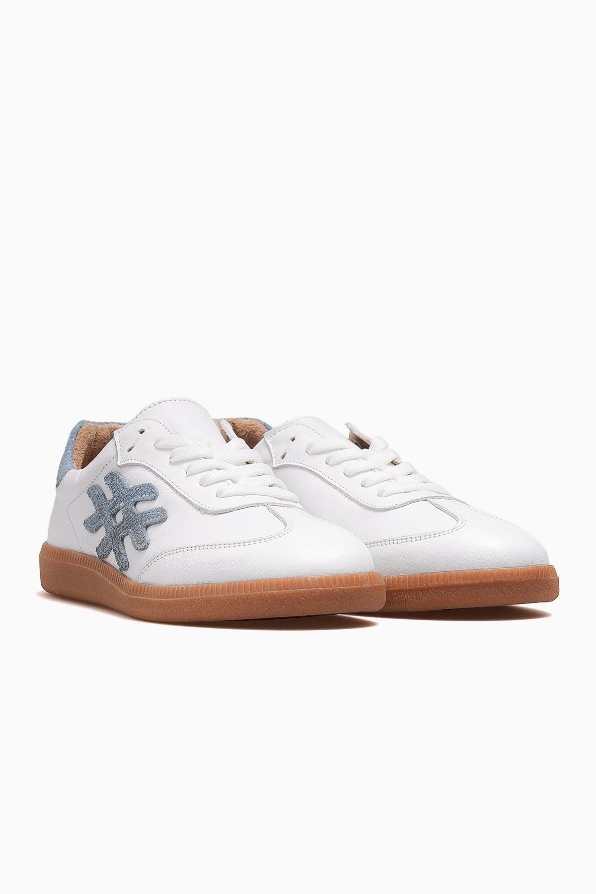 Kadın Deri Günlük Sneaker Ayakkabı 2609901Y-BEYAZ/MAVİ