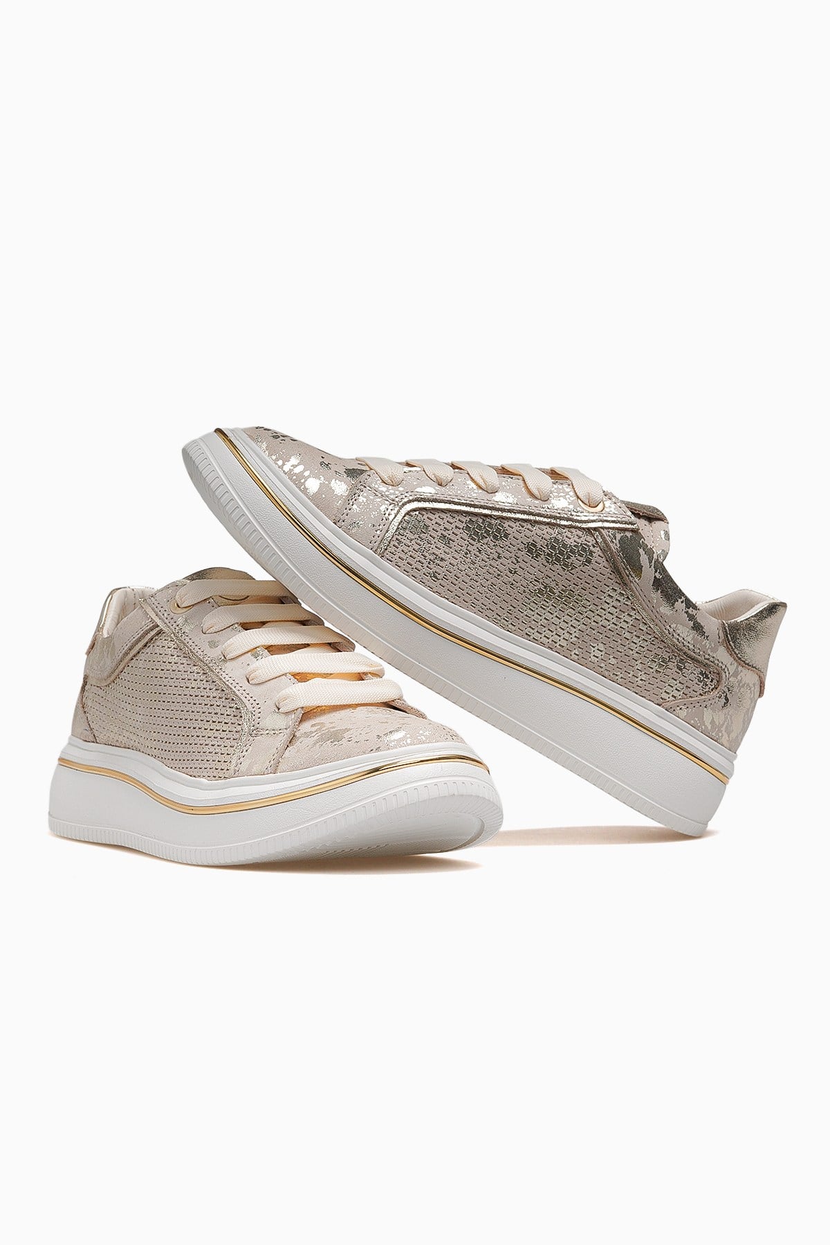 Kadın Deri Günlük Sneaker Ayakkabı D26YA-3890-GOLD