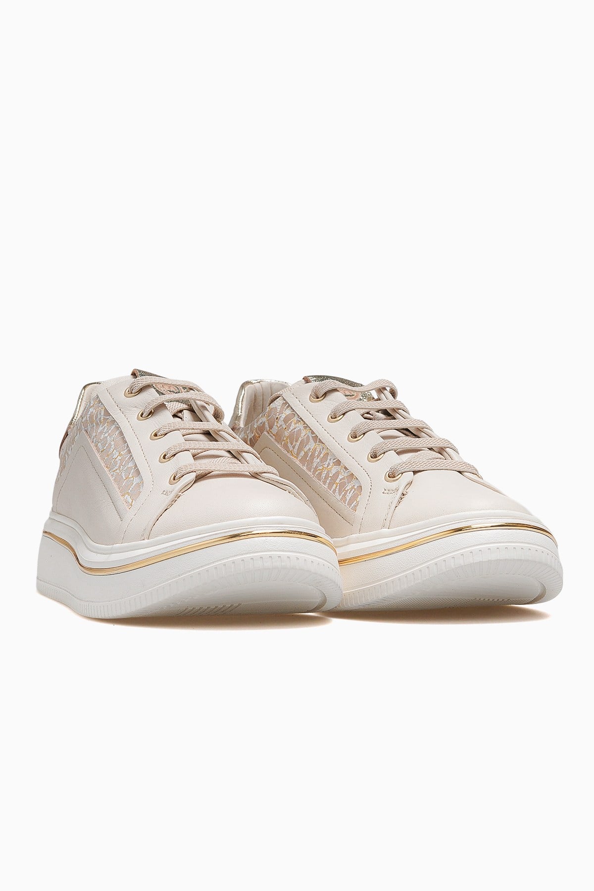Kadın Deri Günlük Sneaker Ayakkabı D26YA-3885-BEJ