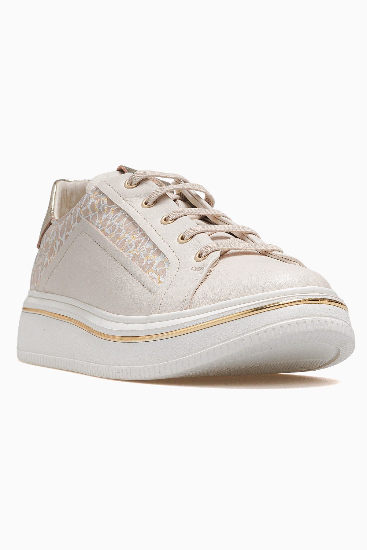 Kadın Deri Günlük Sneaker Ayakkabı D26YA-3885-BEJ