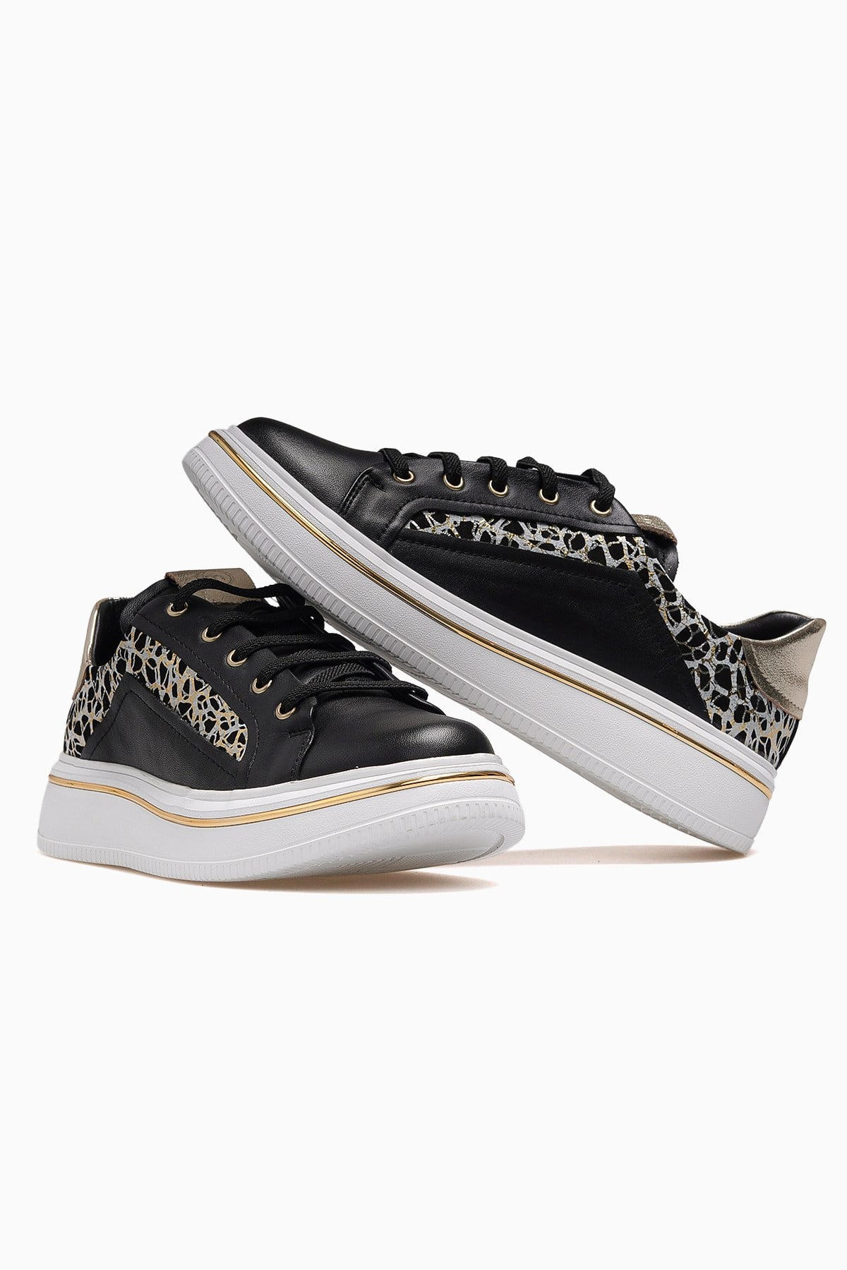 Kadın Deri Günlük Sneaker Ayakkabı D26YA-3885-SİYAH