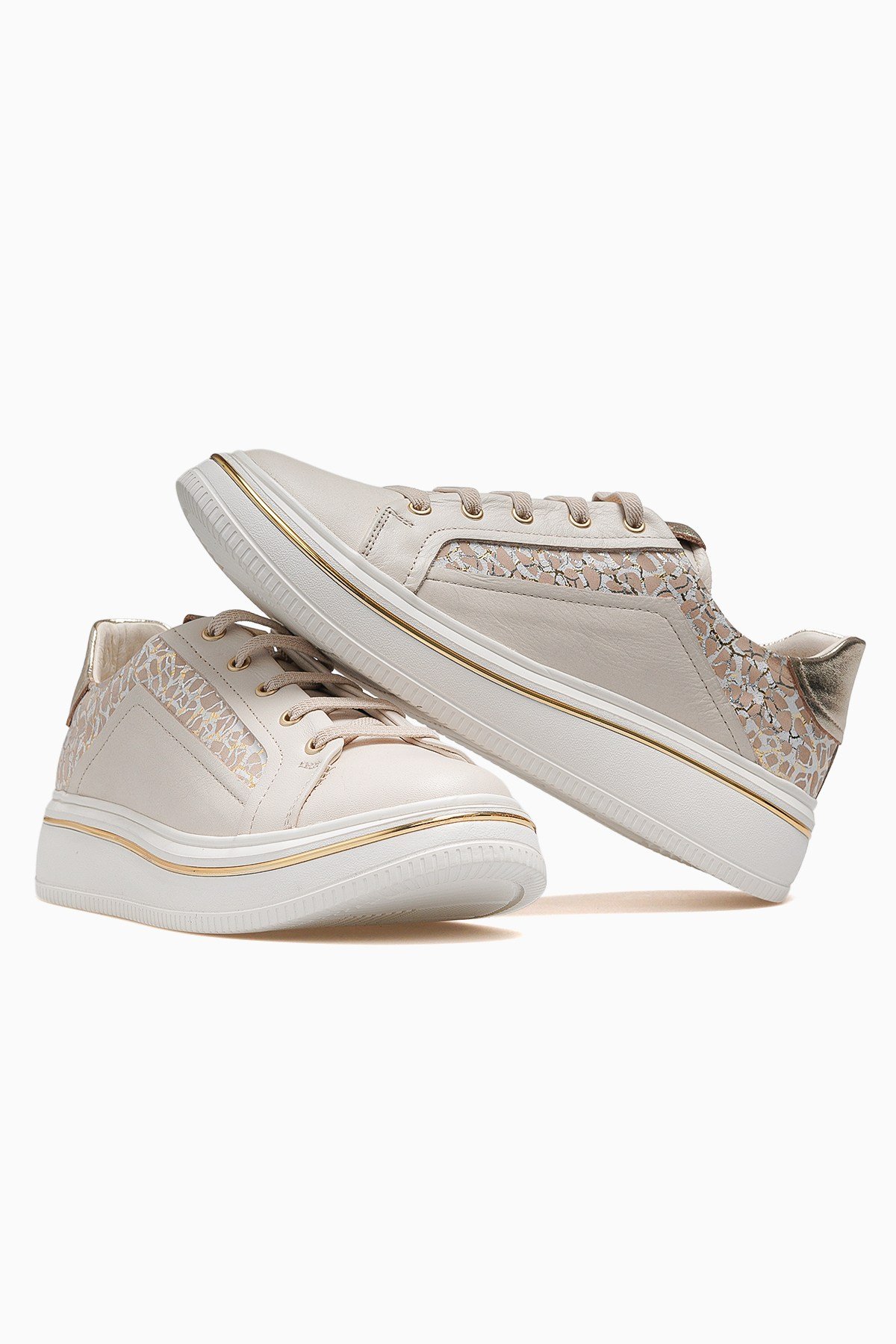 Kadın Deri Günlük Sneaker Ayakkabı D26YA-3885-BEJ