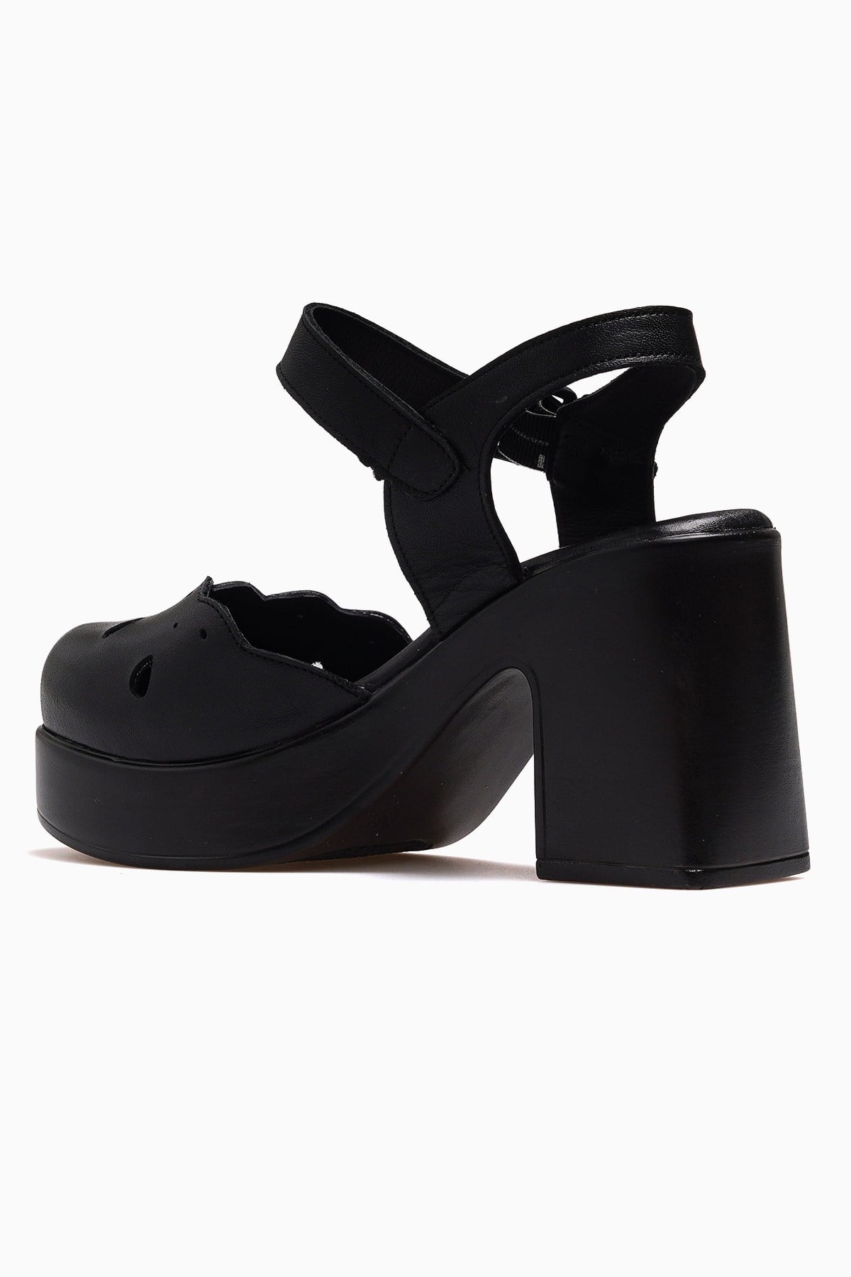 Kadın Deri Platform Topuk Sandalet 2217001Y-SİYAH