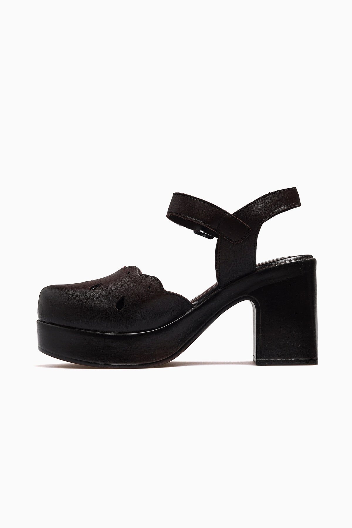 Kadın Deri Platform Topuk Sandalet 2217001Y-KAHVE
