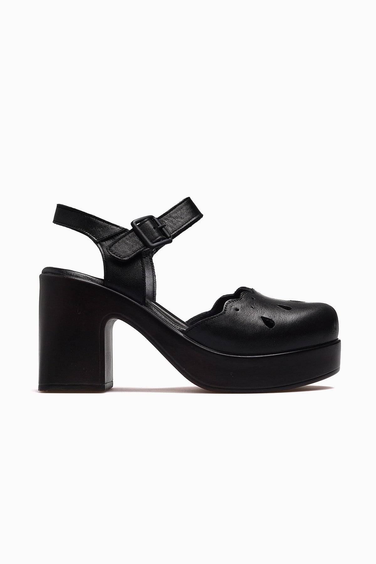 Kadın Deri Platform Topuk Sandalet 2217001Y-SİYAH