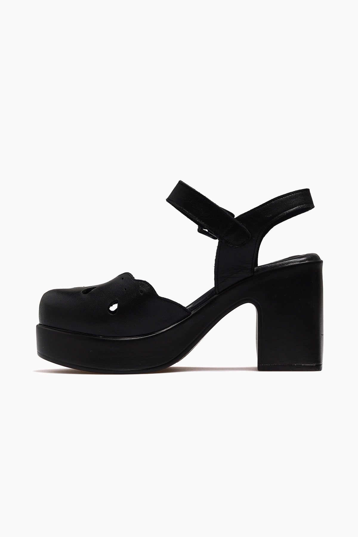Kadın Deri Platform Topuk Sandalet 2217001Y-SİYAH