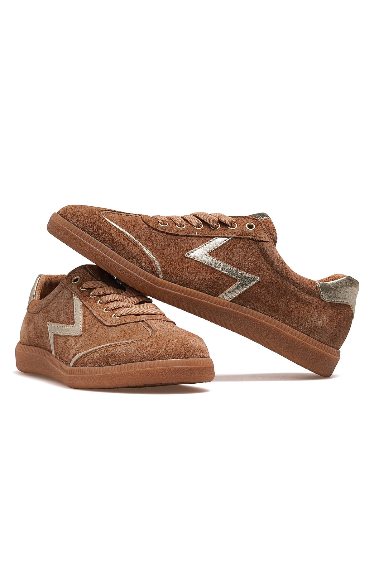 Kadın Deri Sneaker Günlük Ayakkabı 2609902Y-Taba Altın