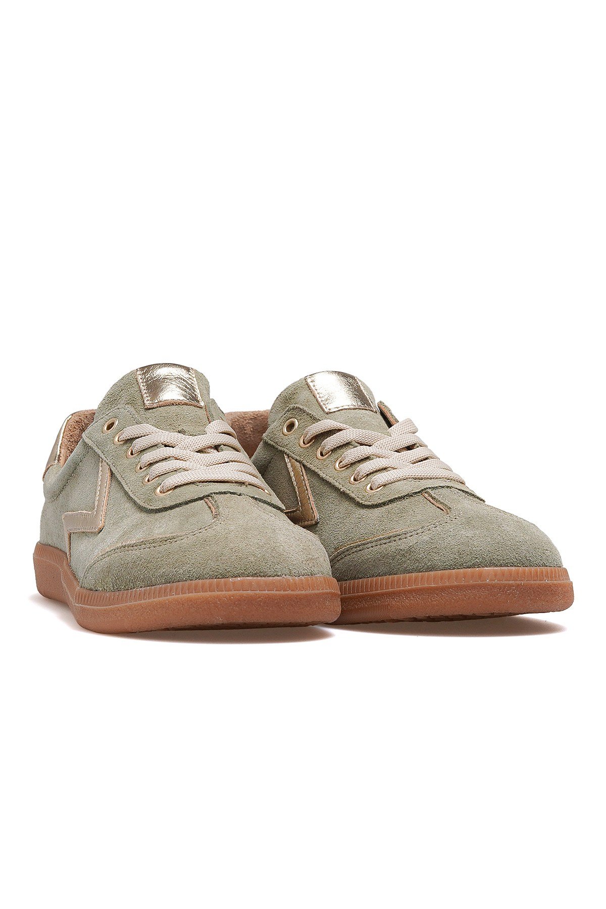 Kadın Deri Sneaker Günlük Ayakkabı 2609902Y-Haki Altın