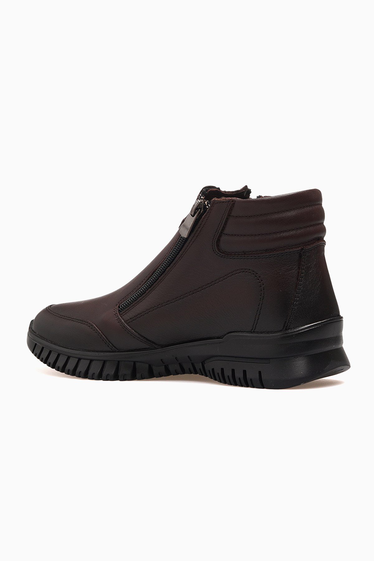 Kadın Deri Ultra Comfort Anatomik Esnek Taban Günlük Çift Fermuarlı Bot 24402004K Z-KAHVE