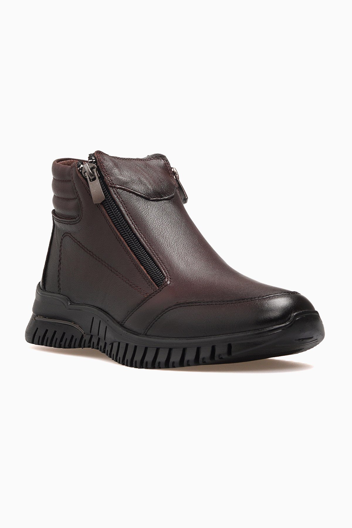 Kadın Deri Ultra Comfort Anatomik Esnek Taban Günlük Çift Fermuarlı Bot 24402004K Z-KAHVE