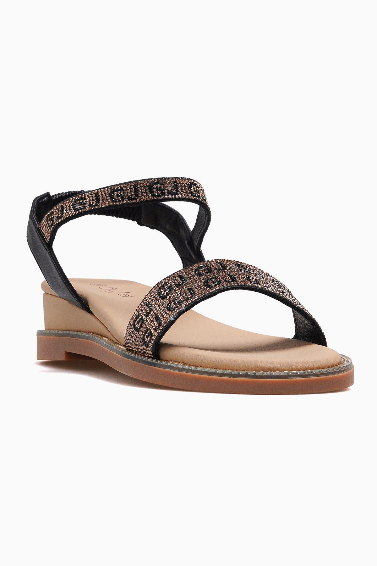 Kadın Dolgu Topuklu Günlük Sandalet 25Y346-3-SİYAH