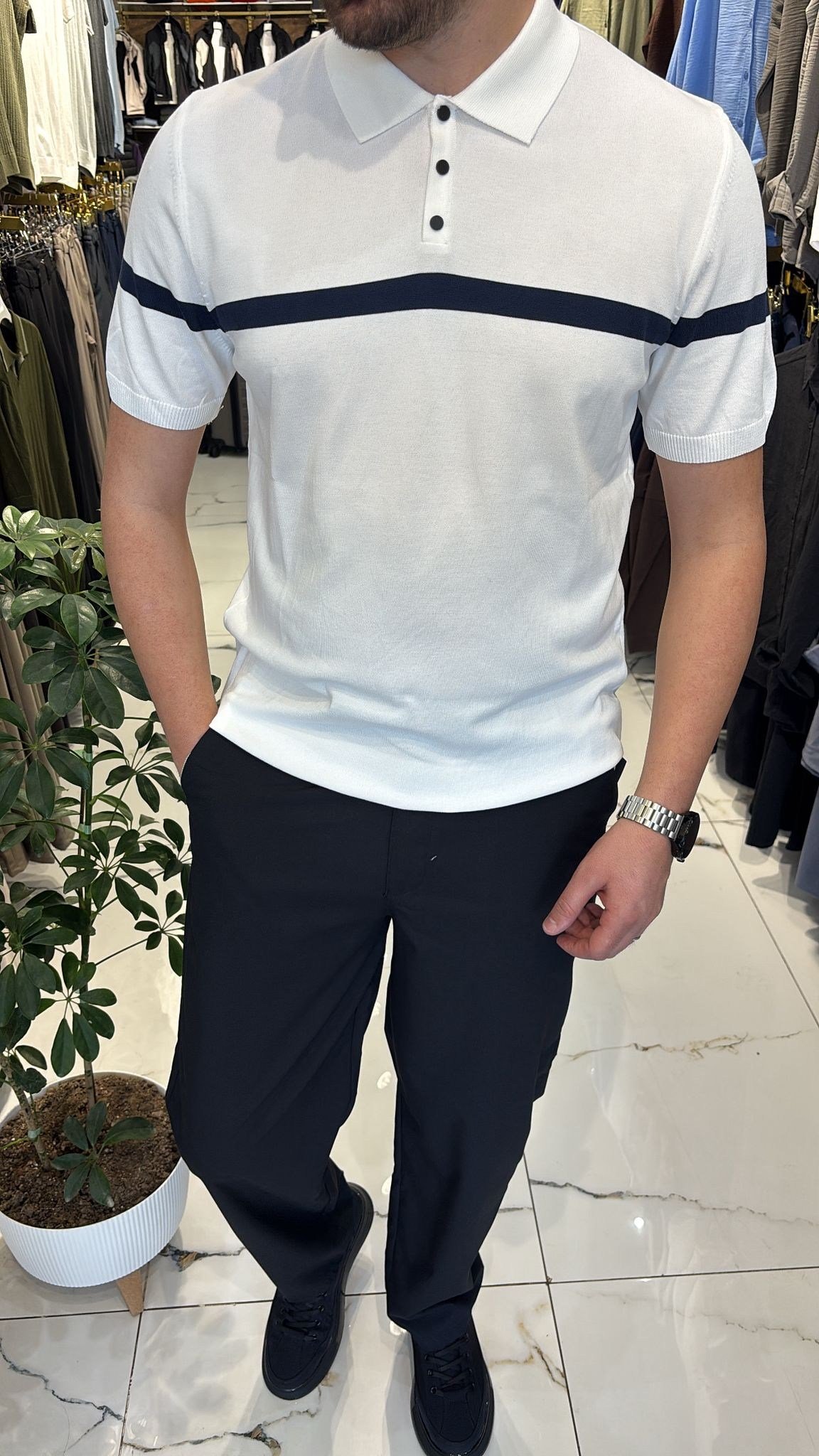 CAZADOR YAKALI BEYAZ T-SHIRT