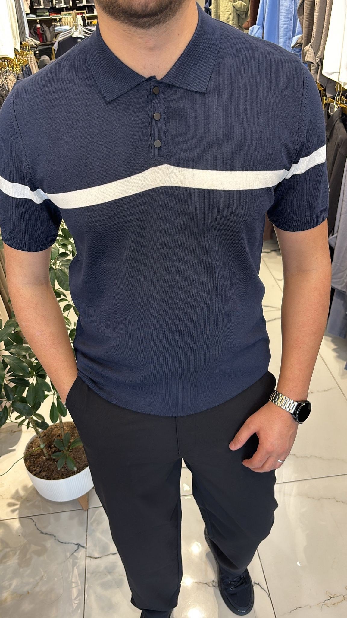 CAZADOR YAKALI LACİVERT T-SHIRT