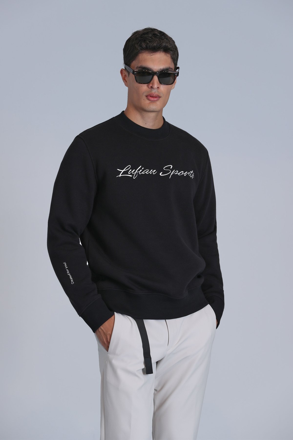 LUFİAN SİYAH BASKILI SWEAT