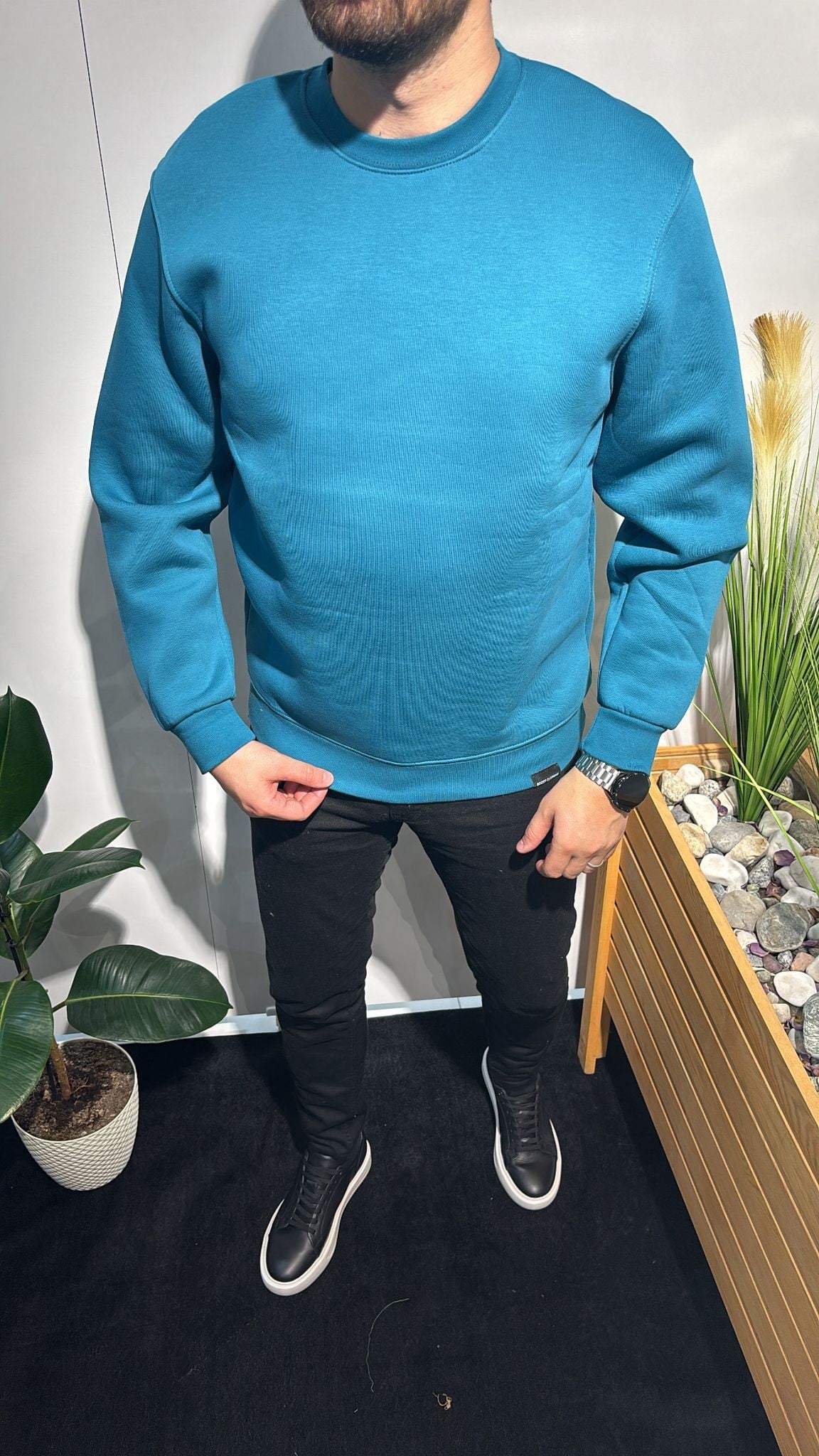MAVİ BASKISIZ SWEATSHIRT