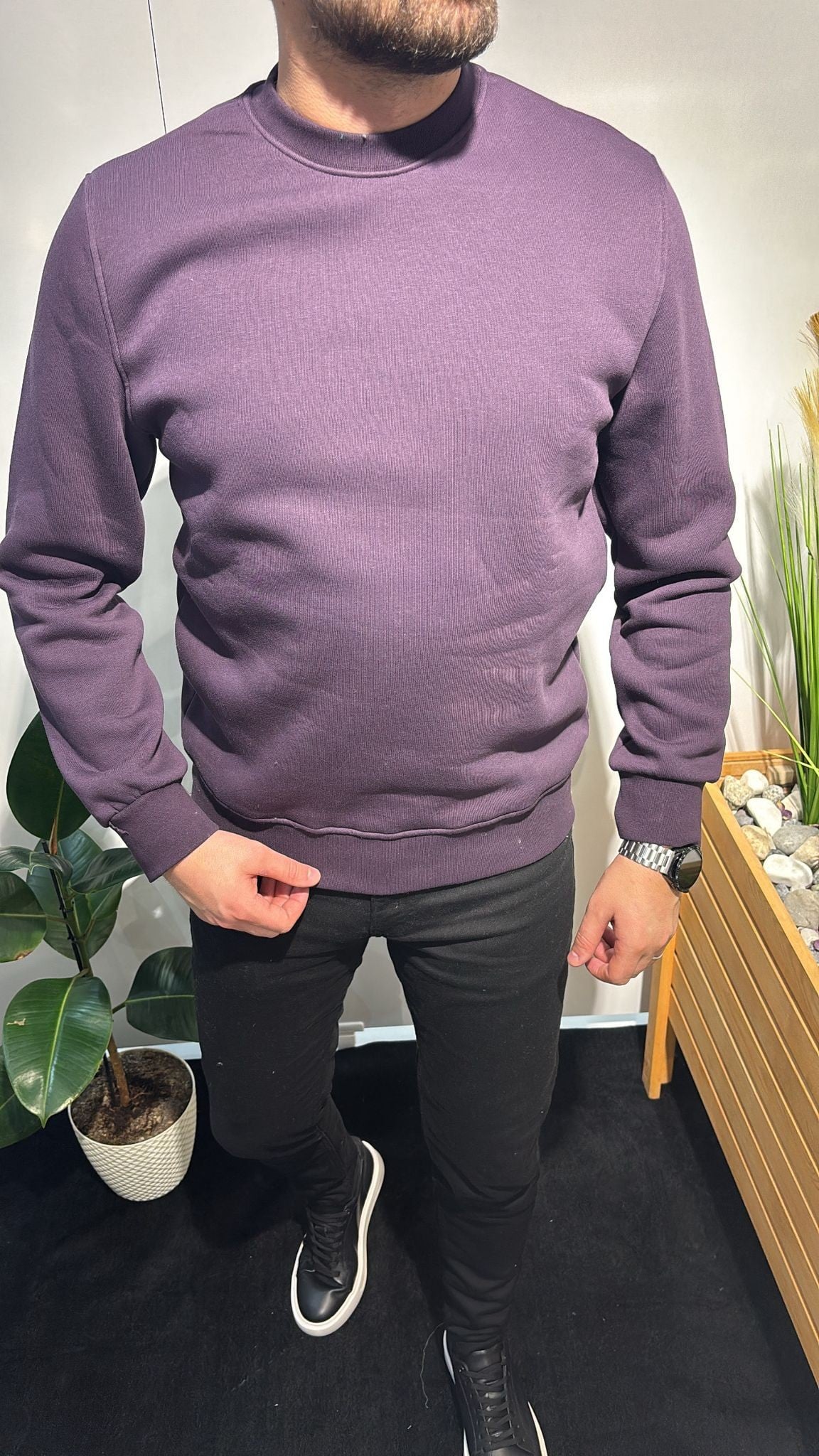 MOR BASKISIZ SWEATSHIRT