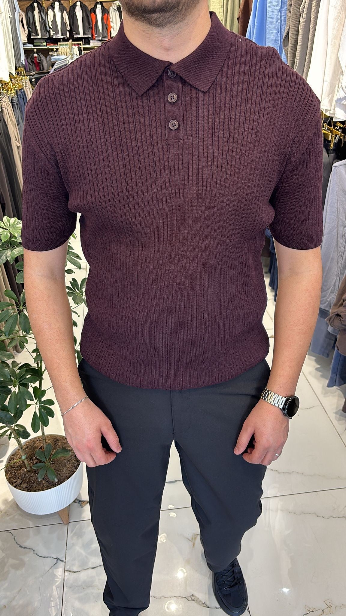 YAKALI MÜRDÜM TRİKO T-SHIRT
