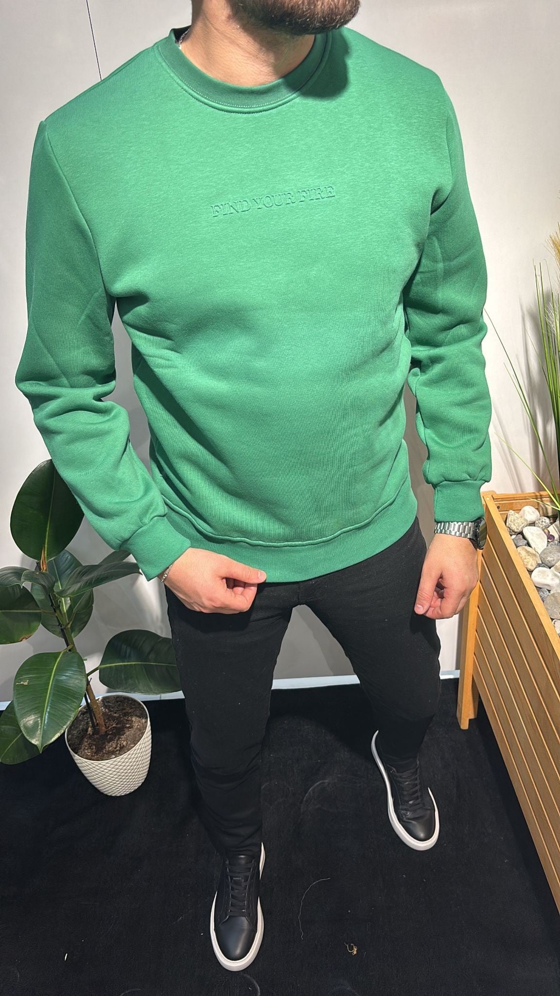 YEŞİL BASKISIZ SWEATSHIRT