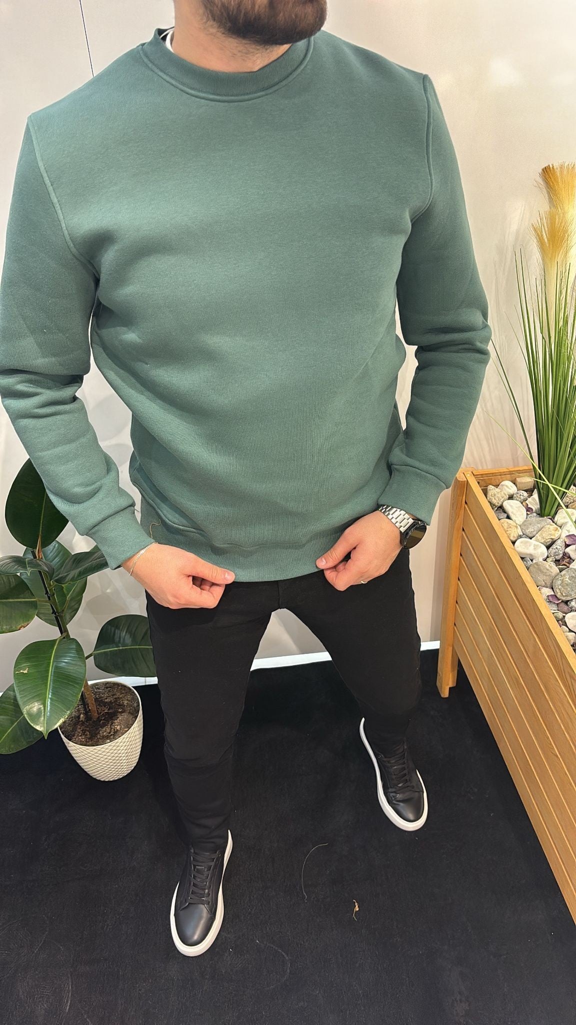 YEŞİL BASKISIZ SWEATSHIRT